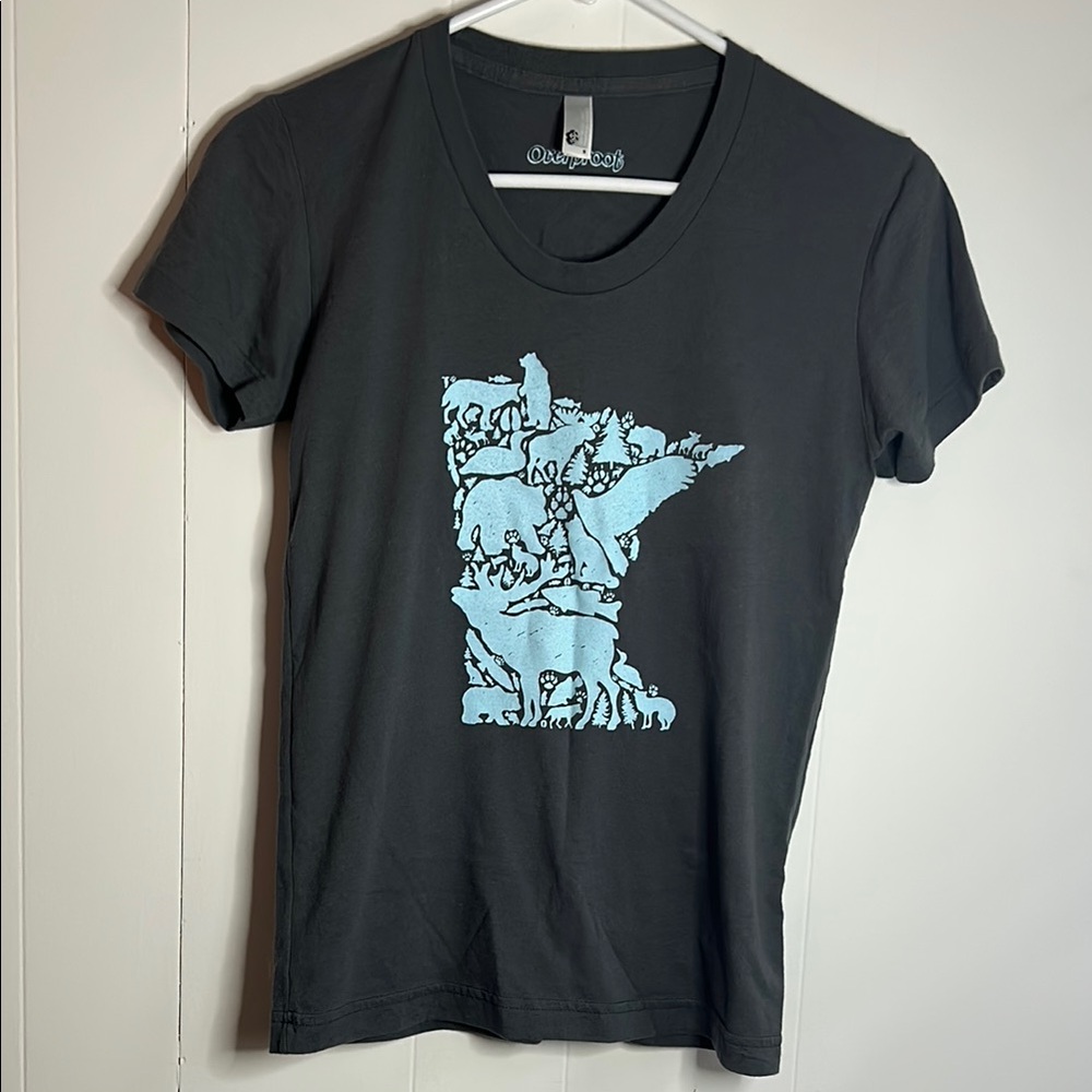 American Apparel Gray Tee with Blue Minnesota State Logo Design Size S